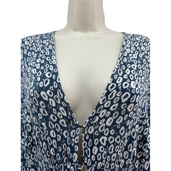 Cleobella Violeta Dress Size M Blue White Print Button Front V-Neck Sundress - Picture 8 of 16